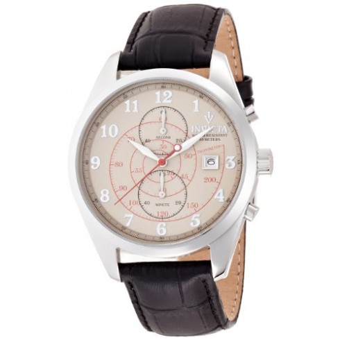 Invicta Vintage Chronograph Ivory-tone Dial Black Patent Leather Strap Men's Watch 12386 watches