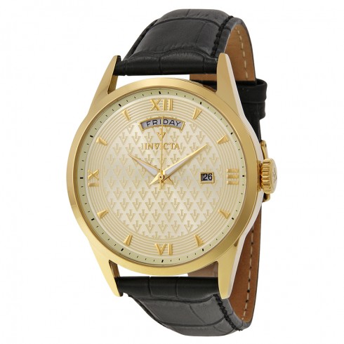 Invicta Vintage Gold Dial Black Leather Men's Watch 12244 watches