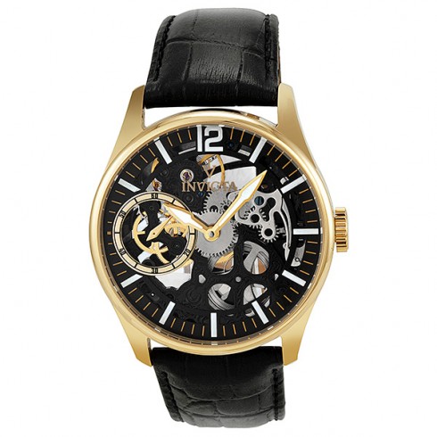 Invicta Vintage Mechanical Black Skeleton Dial Gold-plated Men's Watch 12405 watches