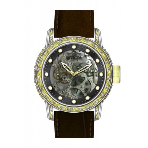 Invicta Vintage Mechanical Skeleton Dial Brown Leather Men's Watch 18602 watches