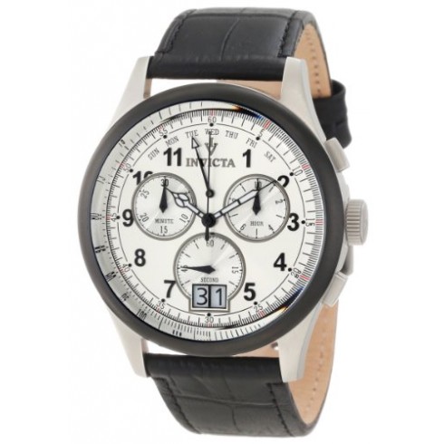 Invicta Vintage Reserve Silver Dial Stainless Steel Black Leather Men's Watch 10759 watches