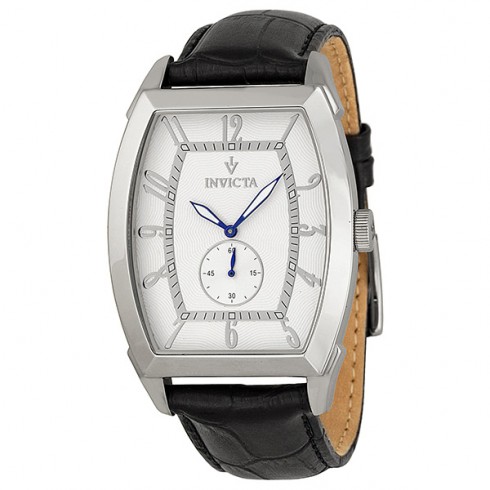 Invicta Vintage Silver Dial Stainless Steel Black Leather Men's Watch 12208 watches
