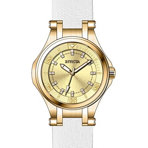 Invicta Wildflower Gold Dial White Polyurethane Ladies Watch 21756 watches