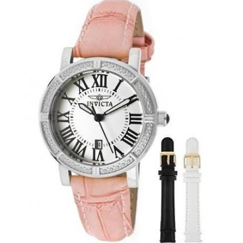 Invicta Wildflower Silver Dial Pink Leather Ladies Watch 13967 watches