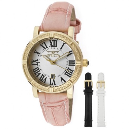 Invicta Wildflower Silver Dial Three Leather Straps Ladies Watch 13968 watches