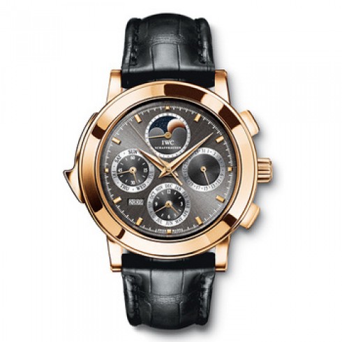 Replica IWC Grande Complication Grey Dial 18kt Rose Gold Black Leather Men's Watch IW377025 Watch