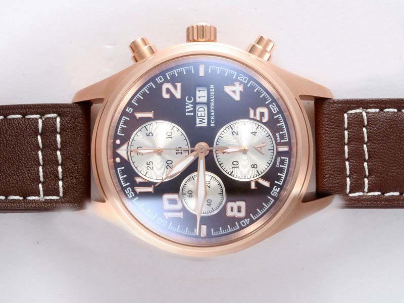 IWC Antoine Saint-Exupery IW371702 Brown Dial Automatic Stainless Steel with Rose Gold Bezel Watch watches
