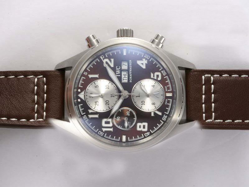 IWC Antoine Saint-Exupery IW371709 Round Grey Ostrich Leather Strap Grey Dial Watch watches