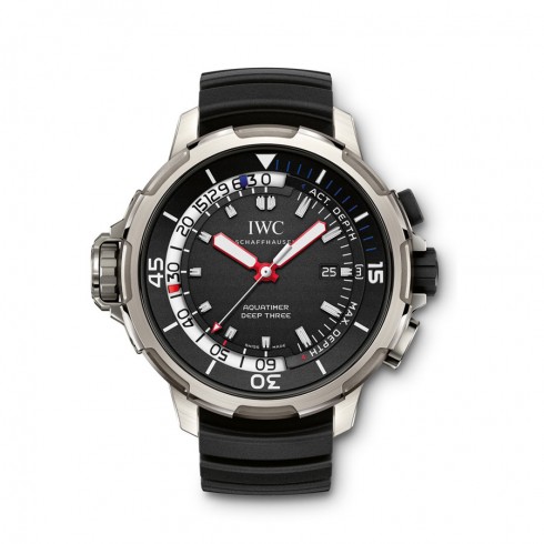 IWC Aquatimer Deep Three Black Dial Rubber Strap Men's Watch IW355701 watches