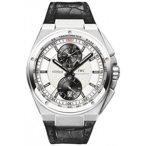 Iwc Big Ingenieur Rhodium Dial Chronograph Black Leather Men's Watch IW378403 watches