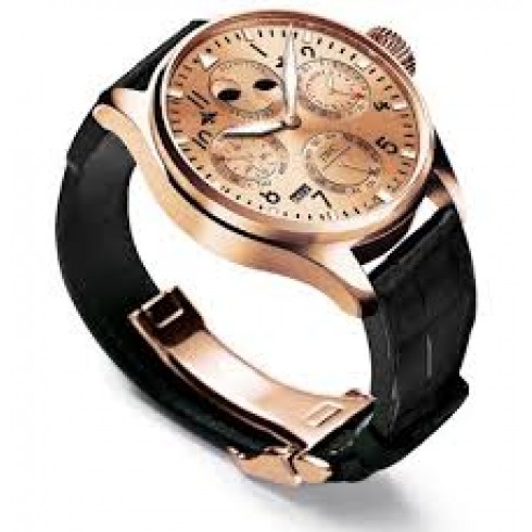 IWC Big Pilot Champagne Dial Perpetual Calendar Black Leather Men's Watch IW502639 watches