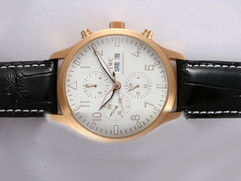 Replica IWC Classic Pilot Chronogragh IW3717-13 White Dial 46mm Watch Watch
