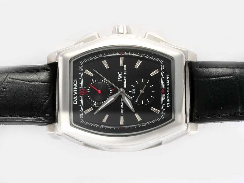 IWC Da Vinci Chronograph IW376413 Black Ostrich Leather Strap Hexagonal Midsize Watch watches