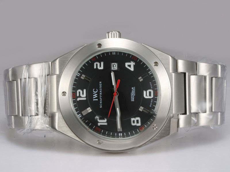 IWC Ingenieur Automatic IIW323604 Silver Stainless Steel Strap Black Dial Round Watch watches