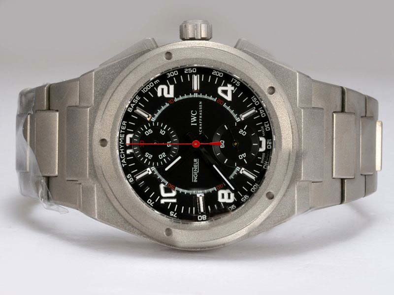 IWC Ingenieur Ingenieur Chronograph IW372503 Silver Titanium Strap 42.5mm Black Dial Watch watches