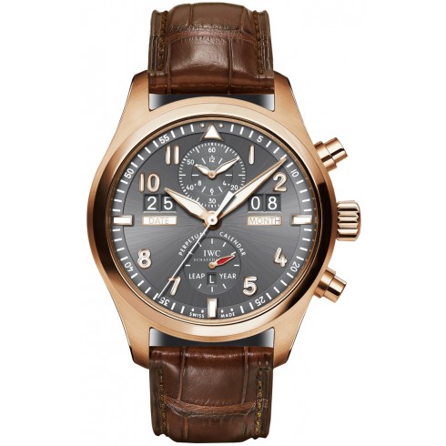 IWC Pilot Spitfire Grey Dial 18kt Rose Gold Brown Leather Men's Watch IW379103 watches