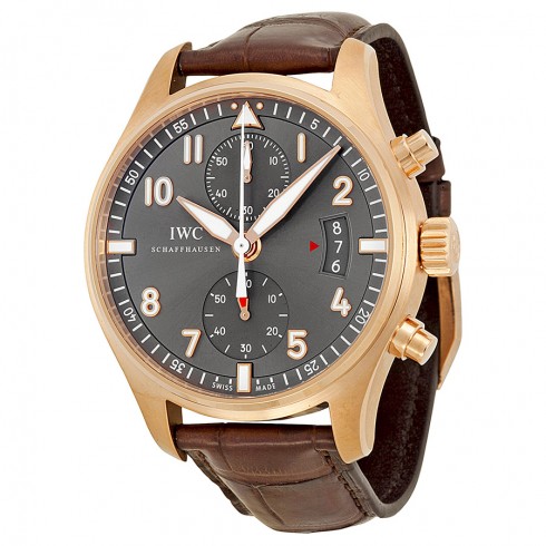 IWC Pilot Spitfire Grey Dial 18kt Rose Gold Brown Leather Men's Watch IW387803 watches