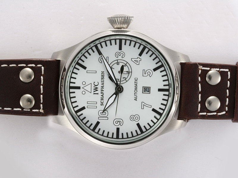 IWC Pilots Classic Big Pilots IW500401 46mm Brown Ostrich Leather Strap Midsize Watch watches