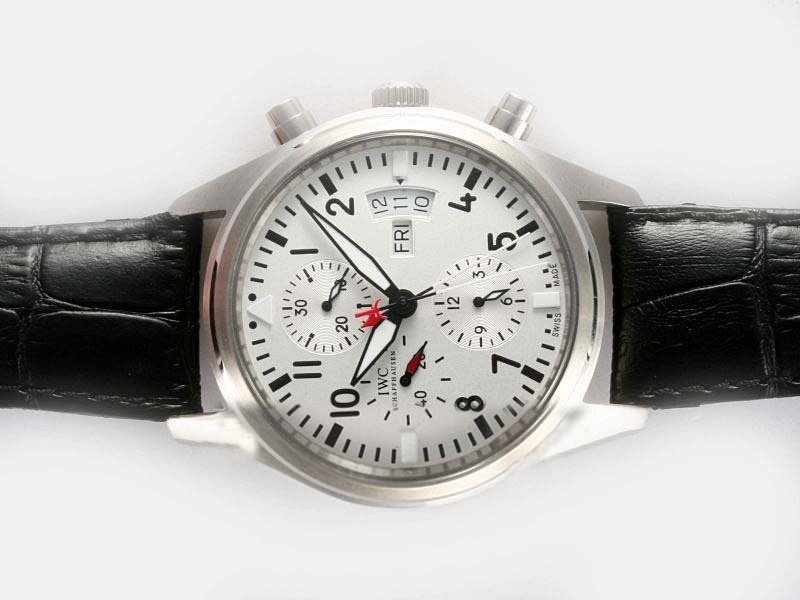 IWC Pilots Classic Chronograph IW371701 Stainless Steel Bezel White Dial Watch watches