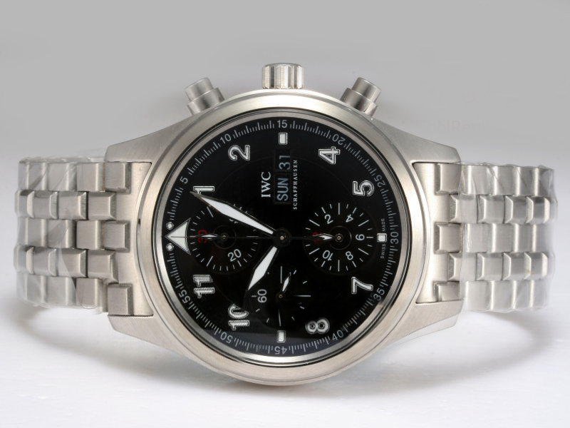 Replica IWC Pilots Classic Chronograph IW371704 Round Black Dial Stainless Steel Case Watch Watch