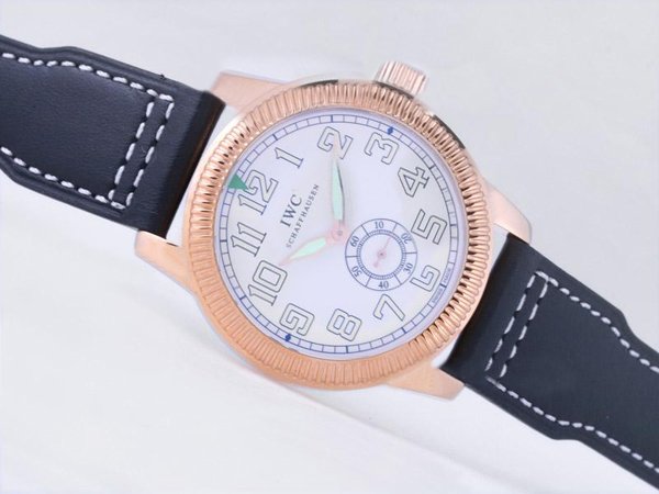 IWC Pilots Classic Hand-Wound IW325401 Round Blue Ostrich Leather Strap White Dial Watch watches