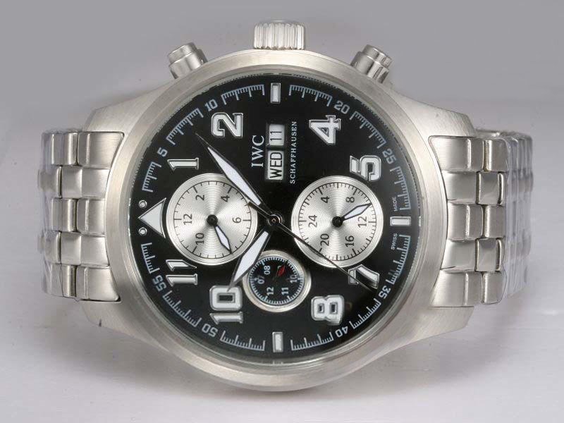 IWC Pilots Spitfire Chronograph IW371705 Black Dial Stainless Steel Bezel Watch watches