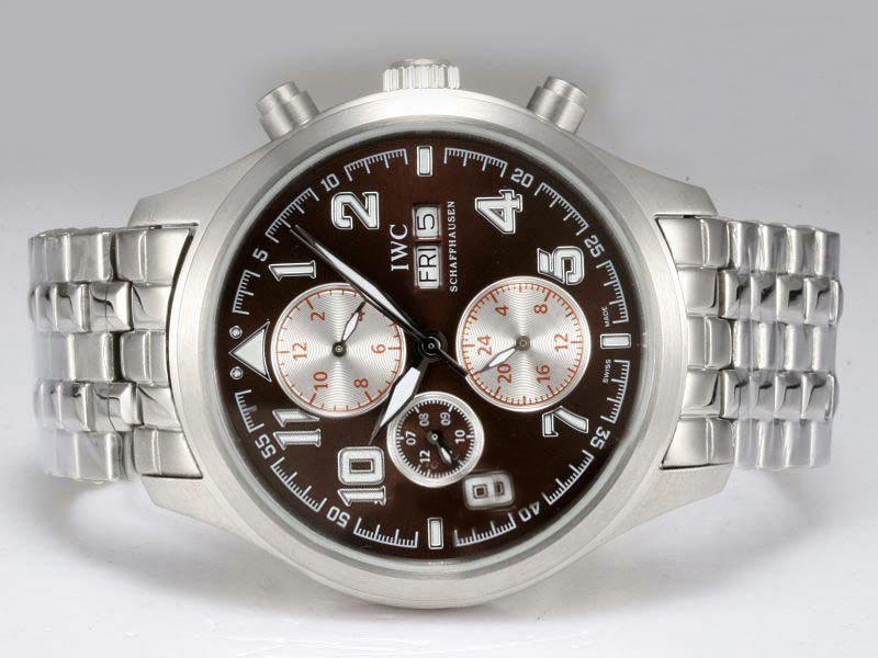 Replica IWC Pilots Spitfire Chronograph IW371705 Silver Stainless Steel Strap Black Dial Watch Watch