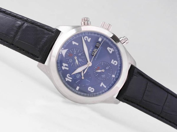 IWC Pilots Spitfire IW371712 Black Ostrich Leather Strap Stainless Steel Bezel Midsize Watch watches