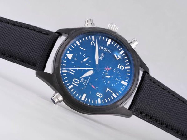 IWC Pilots Spitfire IW371712 Round Blue Dial Black Ostrich Leather Strap Watch watches