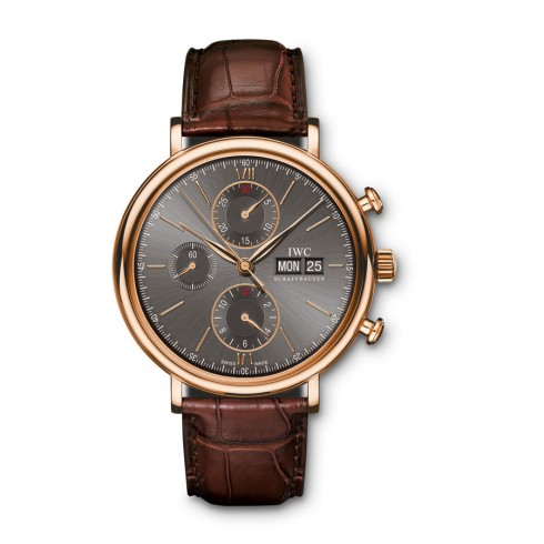 IWC Portofino Ardoise Dial Chronograph Brown Alligator Leather Men's Watch IW391021 watches