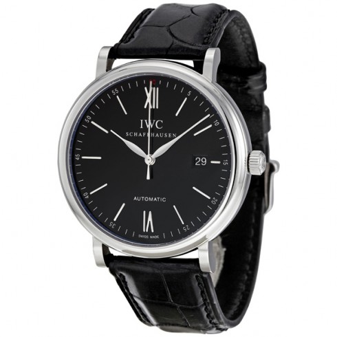IWC Portofino Automatic Black Dial Black Leather Men's Watch 3565-02 watches
