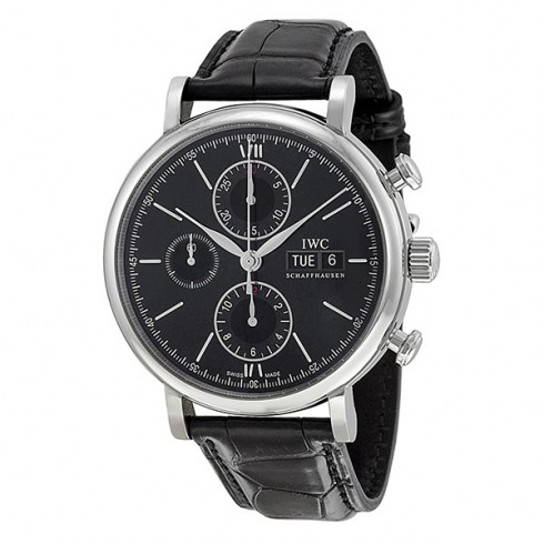Replica IWC Portofino Chronograph Black Dial Alligator Leather Strap Automatic Men's Watch IW391008 Watch