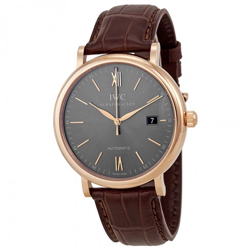 IWC Portofino Automatic Grey Dial Brown Leather Strap Men's Watch IW356511 watches
