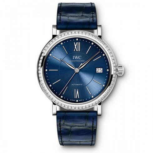 IWC Portofino Blue Dial Alligator Leather Automatic Unisex Watch IW458111 watches