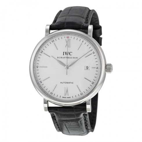 IWC Portofino Silver Dial Black Leather Strap Automatic Men's Watch 3565-01 watches