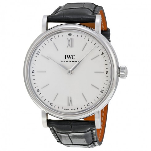 IWC Portofino Silver Dial Stainless Steel Black Leather Men's Watch 5111-02 watches