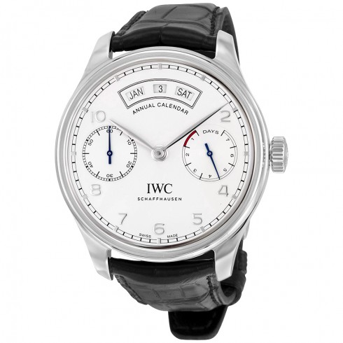 IWC Portugieser Annual Calendar Silver Dial Alligator Leather Automatic Men's Watch IW503501 watches