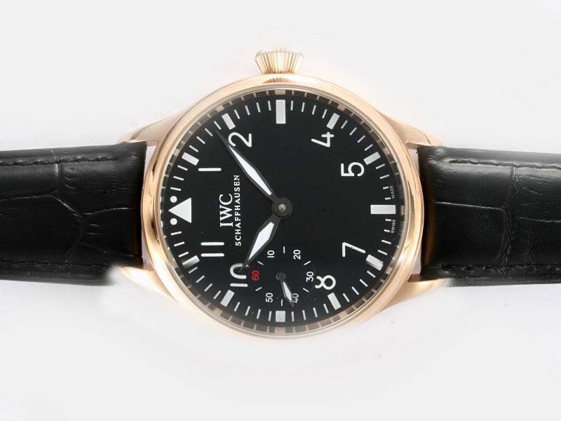IWC Portuguese Chrono-Automatic IW371415 Round 18K Gold Case Black Dial Watch watches