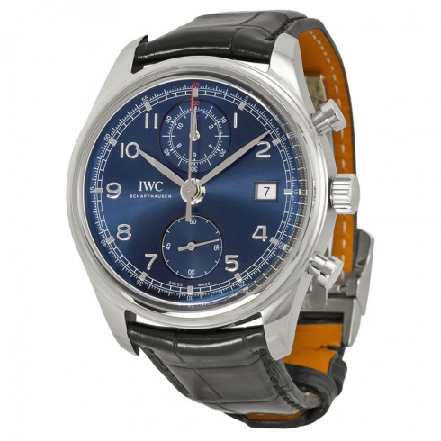 IWC Portuguese Chronograph Classic Edition Laureus Blue Dial Black Leather Men's Watch IW3904-06 watches