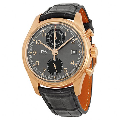 IWC Portuguese Chronograph Classic Gray Dial Leather Strap Automatic Men's Watch IW390405 watches
