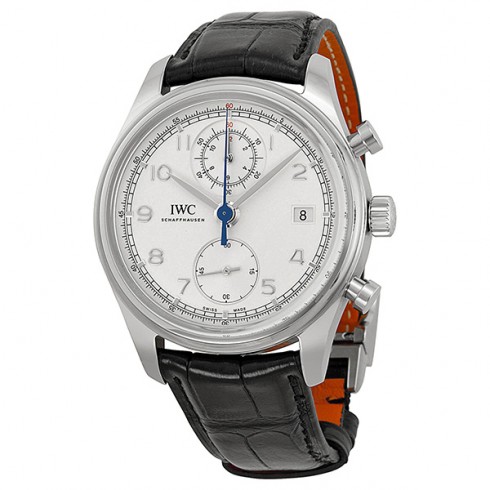 IWC Portuguese Chronograph Classic Silver Dial Leather Strap Automatic Men's Watch IW390403 watches