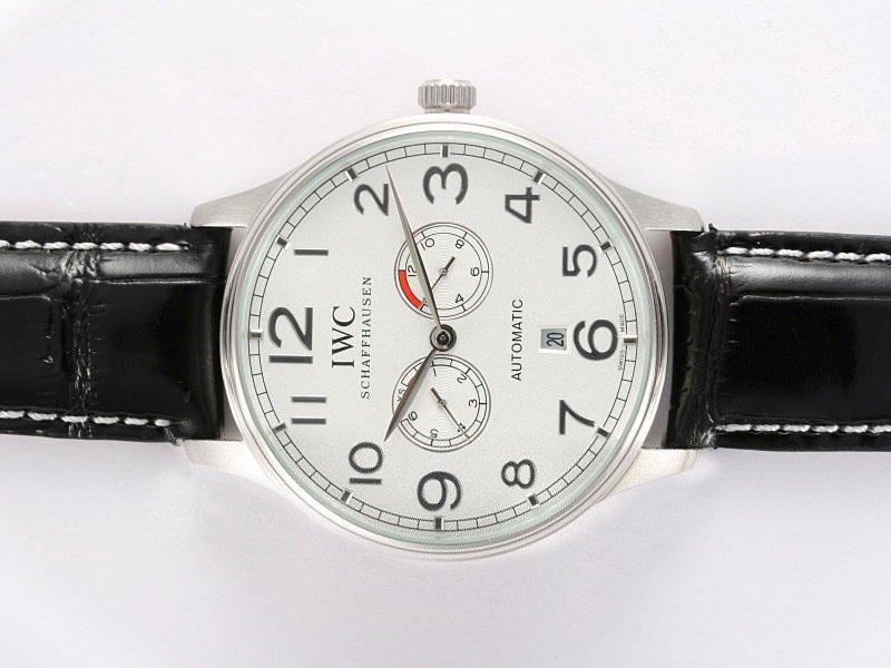 IWC Portuguese F.A. Jones IW322701 Black Ostrich Leather Strap Round Midsize Watch watches