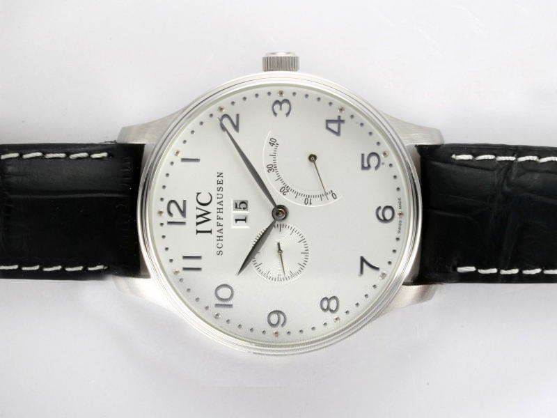 Replica IWC Portuguese F.A. Jones IW322701 Black Stainless Steel Strap White Dial Round Watch Watch