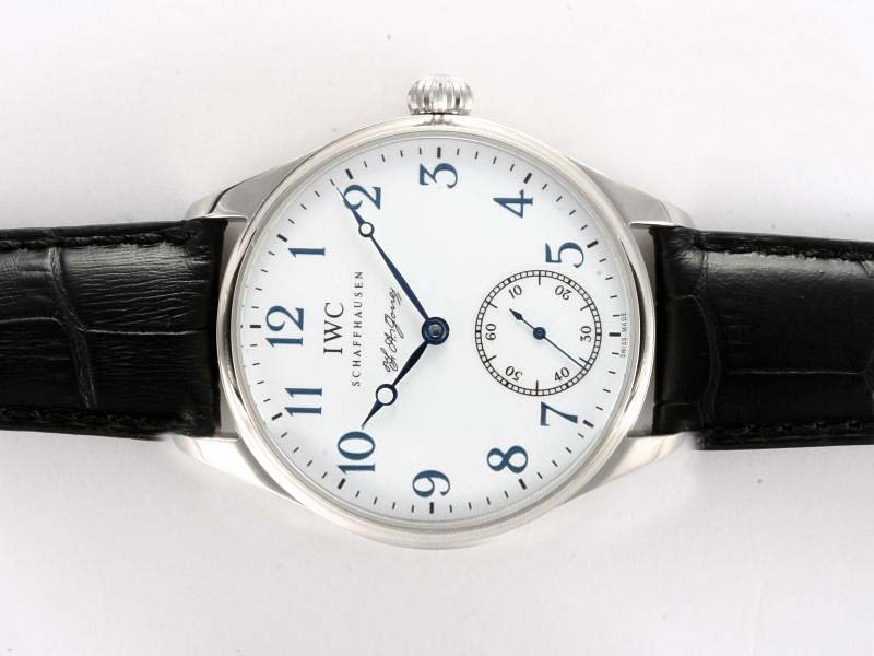 IWC Portuguese F.A. Jones IW544202 Midsize Stainless Steel Bezel Black Ostrich Leather Strap Watch watches