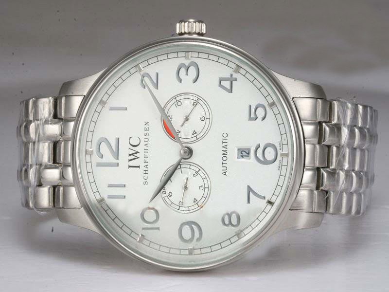 IWC Portuguese IW500107 Midsize 46mm Silver Stainless Steel Strap Watch watches