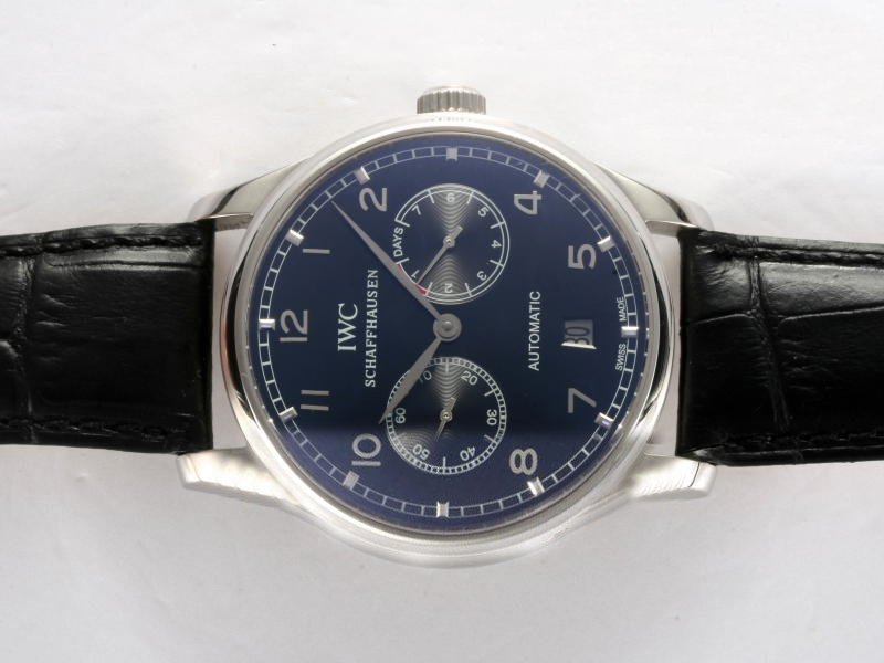 IWC Portuguese IW500109 Stainless Steel Bezel Automatic Blue Dial Watch watches
