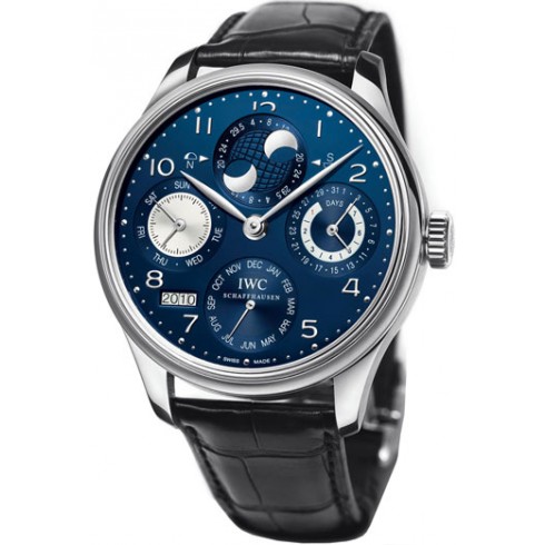IWC Portuguese Perpetual Calendar Hemisphere Blue Dial Black Leather Men's Watch IW502121 watches