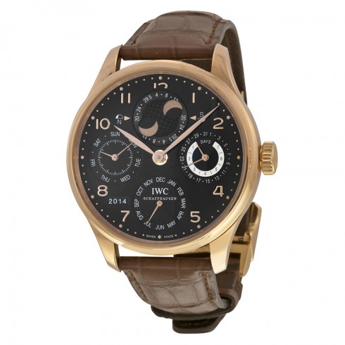 IWC Portuguese Perpetual Calendar Hemisphere Moonphase 18kt Rose Gold Brown Leather Men's Watch IWC5021-22 watches