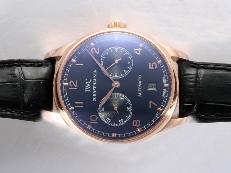 IWC Portuguese W500101 Black Ostrich Leather Strap Midsize 42.3mm Watch watches