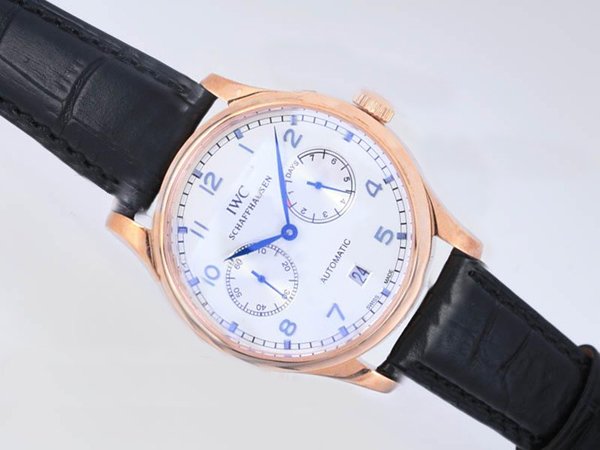 IWC Portuguese W500101 Midsize 42.3mm Black Ostrich Leather Strap Watch watches